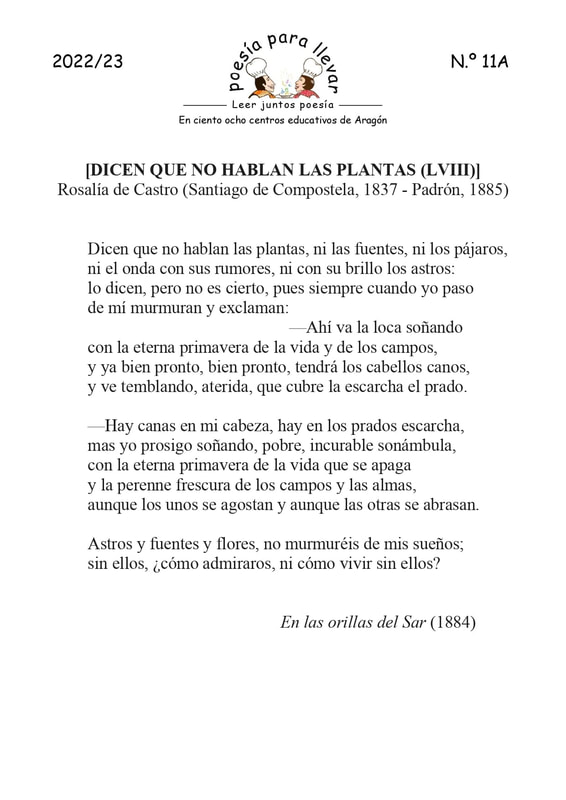 Nº 11: "Dicen que no hablan las plantas..." de Rosalía de Castro - IES El  Picarral
